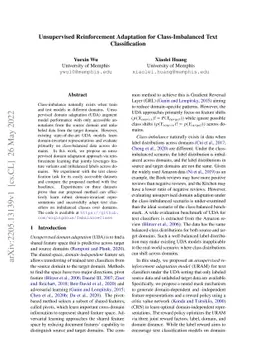 Unsupervised Reinforcement Adaptation for Class-Imbalanced Text
  Classification