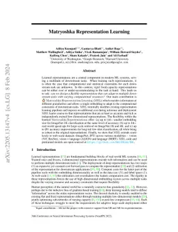 Matryoshka Representation Learning