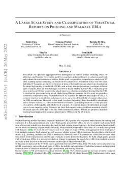 A Large Scale Study and Classification of VirusTotal Reports on Phishing
  and Malware URLs