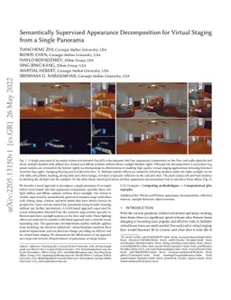 Semantically Supervised Appearance Decomposition for Virtual Staging
  from a Single Panorama