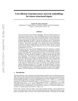 Cost-efficient Gaussian Tensor Network Embeddings for Tensor-structured
  Inputs