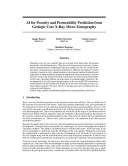 AI for Porosity and Permeability Prediction from Geologic Core X-Ray
  Micro-Tomography