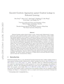 Encoded Gradients Aggregation against Gradient Leakage in Federated
  Learning
