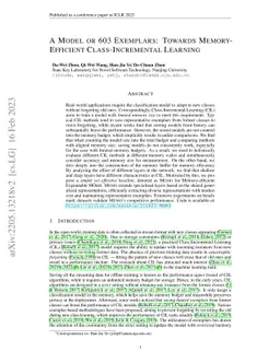 A Model or 603 Exemplars: Towards Memory-Efficient Class-Incremental
  Learning