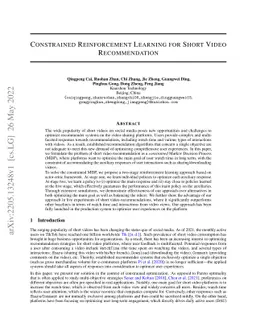 Constrained Reinforcement Learning for Short Video Recommendation