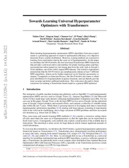 Towards Learning Universal Hyperparameter Optimizers with Transformers