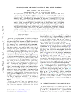 Avoiding Barren Plateaus with Classical Deep Neural Networks