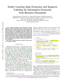 Jointly Learning Span Extraction and Sequence Labeling for Information
  Extraction from Business Documents