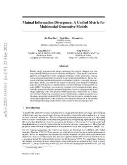 Mutual Information Divergence: A Unified Metric for Multimodal
  Generative Models