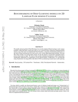 Benchmarking of Deep Learning models on 2D Laminar Flow behind Cylinder
