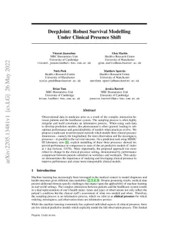 DeepJoint: Robust Survival Modelling Under Clinical Presence Shift