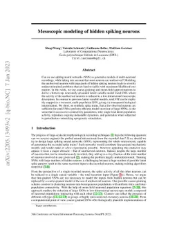 Mesoscopic modeling of hidden spiking neurons