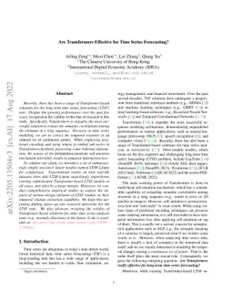 Are Transformers Effective for Time Series Forecasting?