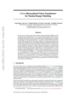 Green Hierarchical Vision Transformer for Masked Image Modeling