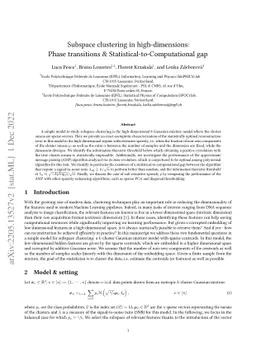 Subspace clustering in high-dimensions: Phase transitions &
  Statistical-to-Computational gap