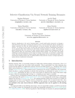 Selective Prediction via Training Dynamics