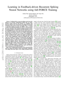 Learning in Feedback-driven Recurrent Spiking Neural Networks using
  full-FORCE Training