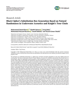 Block Ciphers Substitution Box Generation Based on Natural Randomness in
  Underwater Acoustics and Knights Tour Chain