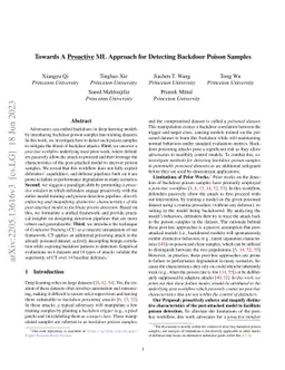 Towards A Proactive ML Approach for Detecting Backdoor Poison Samples