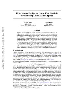 Experimental Design for Linear Functionals in Reproducing Kernel Hilbert
  Spaces