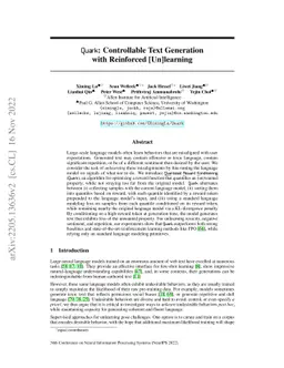 Quark: Controllable Text Generation with Reinforced Unlearning