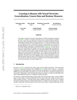 Learning to Reason with Neural Networks: Generalization, Unseen Data and
  Boolean Measures