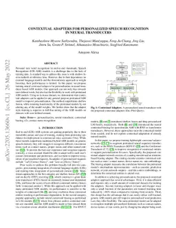 Contextual Adapters for Personalized Speech Recognition in Neural
  Transducers