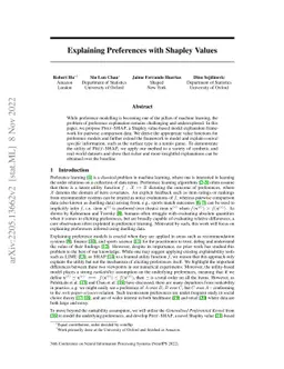 Explaining Preferences with Shapley Values