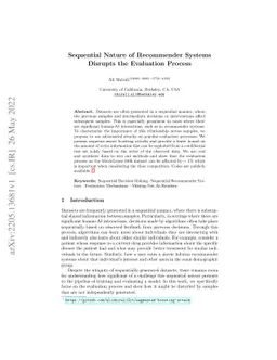 Sequential Nature of Recommender Systems Disrupts the Evaluation Process