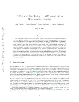 FedAvg with Fine Tuning: Local Updates Lead to Representation Learning
