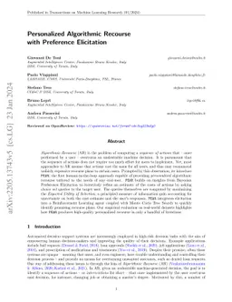 Personalized Algorithmic Recourse with Preference Elicitation