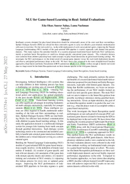 NLU for Game-based Learning in Real: Initial Evaluations