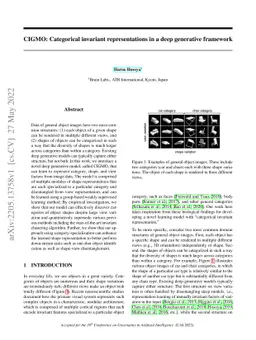 CIGMO: Categorical invariant representations in a deep generative
  framework