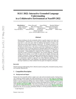 IGLU 2022: Interactive Grounded Language Understanding in a
  Collaborative Environment at NeurIPS 2022