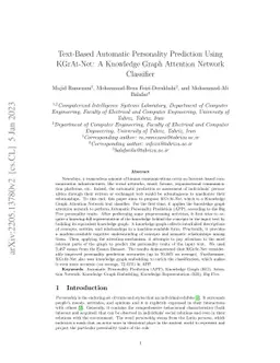 Text-Based Automatic Personality Prediction Using KGrAt-Net; A Knowledge
  Graph Attention Network Classifier