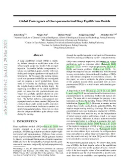 Global Convergence of Over-parameterized Deep Equilibrium Models