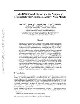 MissDAG: Causal Discovery in the Presence of Missing Data with
  Continuous Additive Noise Models