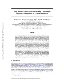 Why Robust Generalization in Deep Learning is Difficult: Perspective of
  Expressive Power