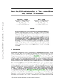 Detecting hidden confounding in observational data using multiple
  environments