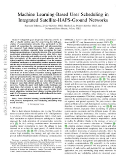 Machine Learning-Based User Scheduling in Integrated
  Satellite-HAPS-Ground Networks