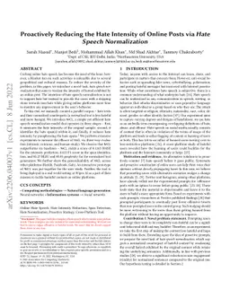 Proactively Reducing the Hate Intensity of Online Posts via Hate Speech
  Normalization