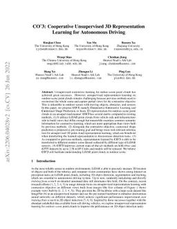 CO^3: Cooperative Unsupervised 3D Representation Learning for Autonomous
  Driving