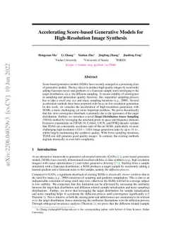 Accelerating Score-based Generative Models for High-Resolution Image
  Synthesis