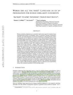 Words are all you need? Language as an approximation for human
  similarity judgments