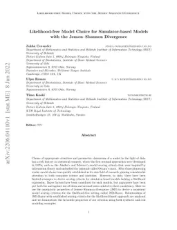 Likelihood-free Model Choice for Simulator-based Models with the
  Jensen--Shannon Divergence