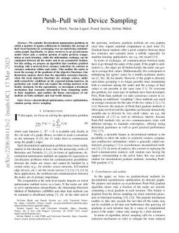 Push--Pull with Device Sampling