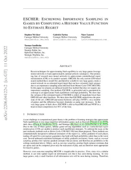 ESCHER: Eschewing Importance Sampling in Games by Computing a History
  Value Function to Estimate Regret