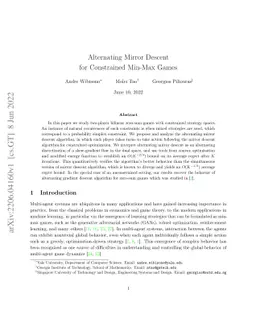 Alternating Mirror Descent for Constrained Min-Max Games