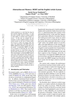 Abstraction not Memory: BERT and the English Article System