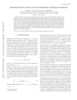Exploring Predictive States via Cantor Embeddings and Wasserstein
  Distance